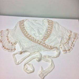 Cotton Candy LA Wrap Embroidered Crop Top